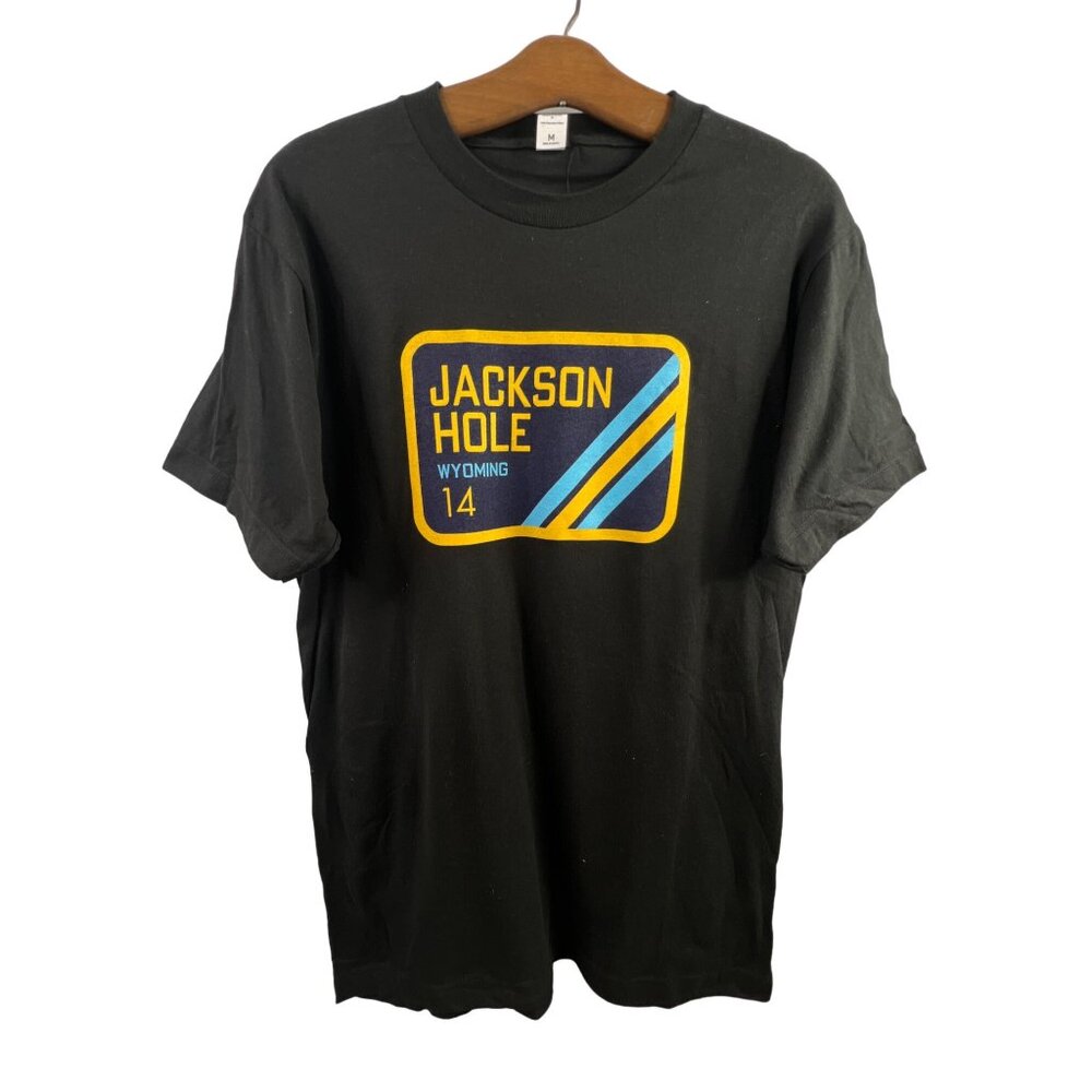 Jackson Hole Wyoming Tshirt Size Medium Short Sleeve Crewneck Black Cotton